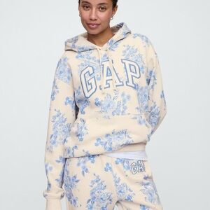 NWT GAP Women's Blue Floral Logo Hoodie size M